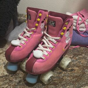 Hype Pink and White Quad Roller Skates